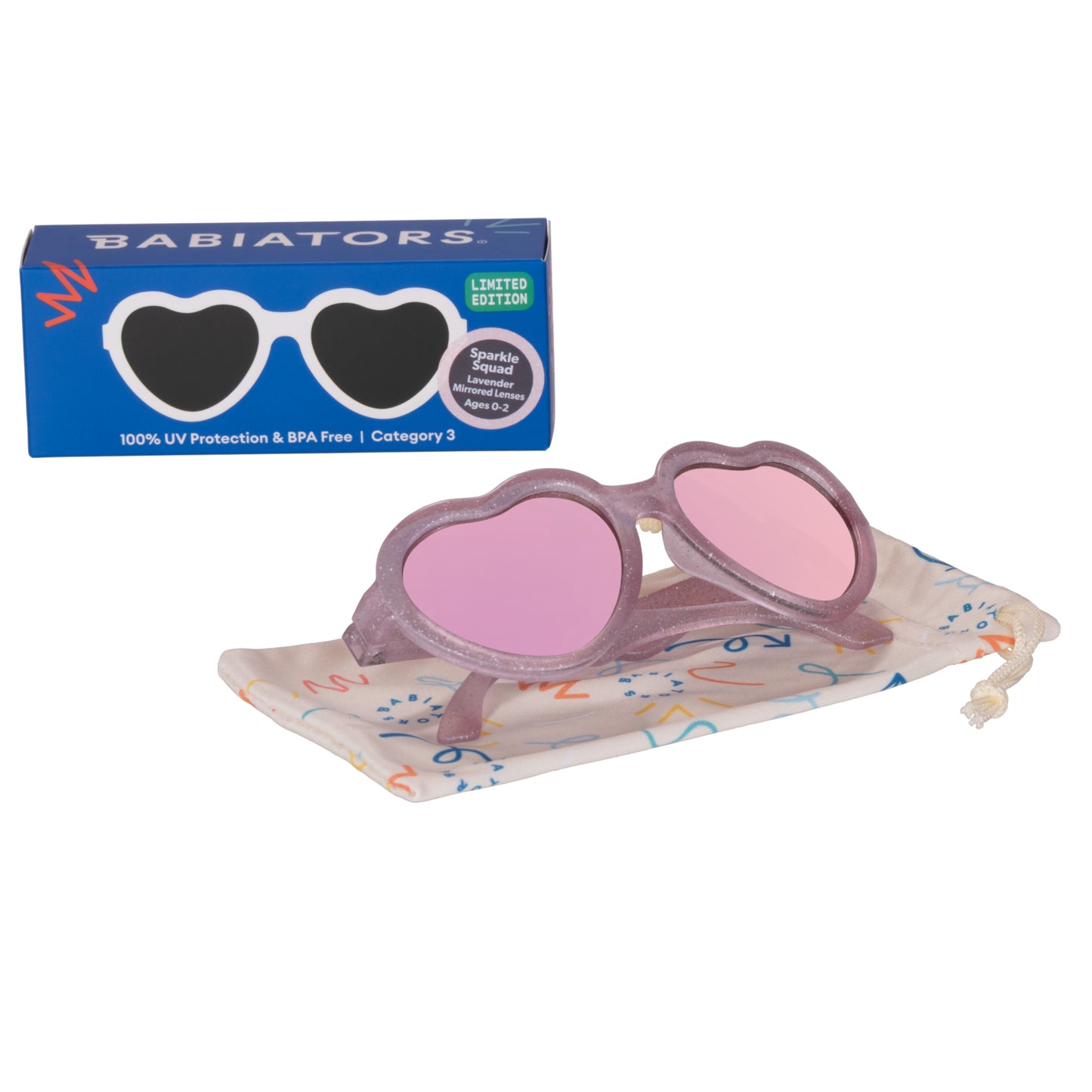 Limited Edition | Non-Polarized Mirrored Heart Sunglasses | Sparkle Squad - Babiators Canada